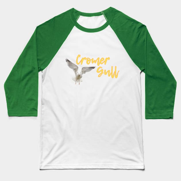 Cromer Gull - Gavin the Gull Baseball T-Shirt by MyriadNorfolk